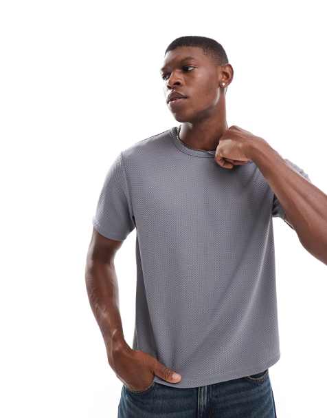 ASOS DESIGN – Kastiges T-Shirt in Grau mit sportlichem Flair - view 1