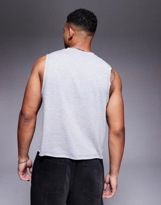 ASOS DESIGN – Kastiges Trägertop in meliertem Grau mit Rundhalsausschnitt  , 4 von 4