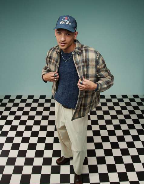 ASOS DESIGN – Kastiges voluminöses Oversize-Hemd mit Steppkaro im neutralem Farbton - view 1