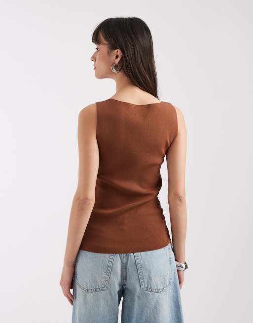 ASOS DESIGN – Kasztanowy profilowany top z koronką, część zestawu, 3 z 4