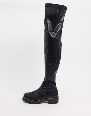 womens black over the knee flat boots