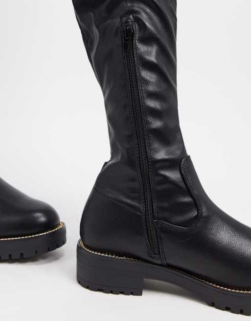 ASOS DESIGN Kate - Sorte flade overknee-støvler, 2 af 4