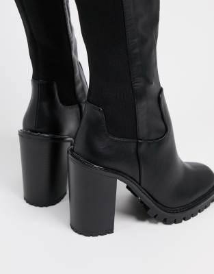 black chunky thigh high boots