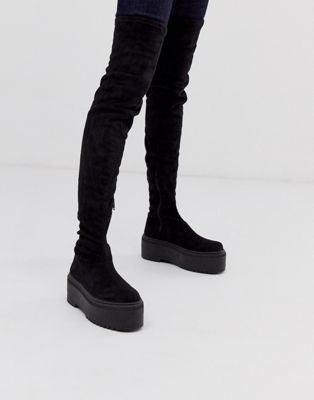 chunky platform over the knee boots