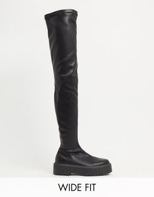 asos design katie chunky over the knee boots in black