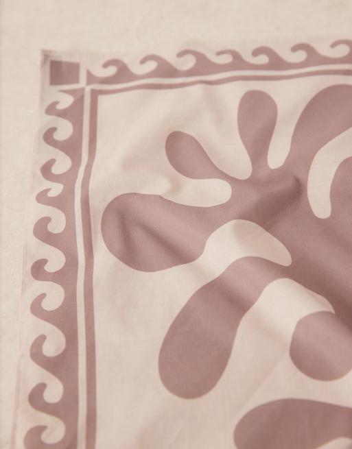ASOS DESIGN - Katoenen bandana met abstracte print in crème , 2 van 3