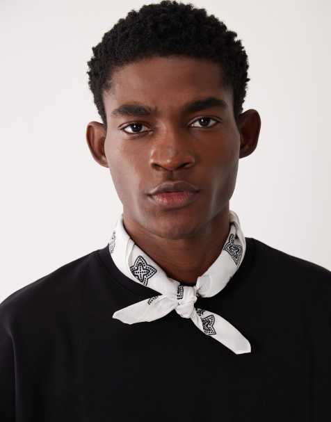 ASOS DESIGN - Katoenen bandana met paisley motief in wit - view 1