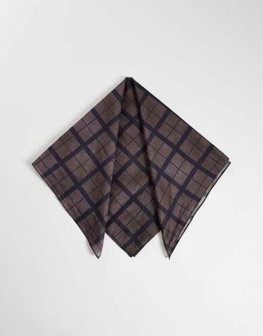 ASOS DESIGN - Katoenen bandana met ruitprint in bruin, 4 van 4