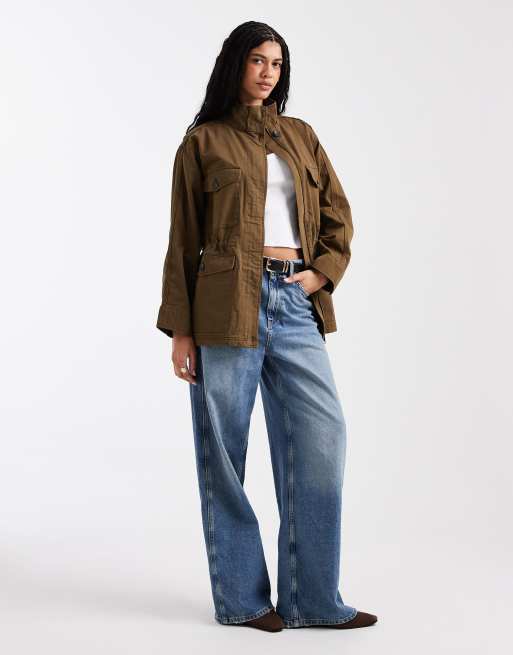 ASOS DESIGN - Katoenen parka jack met vier zakken in kaki, 2 van 4