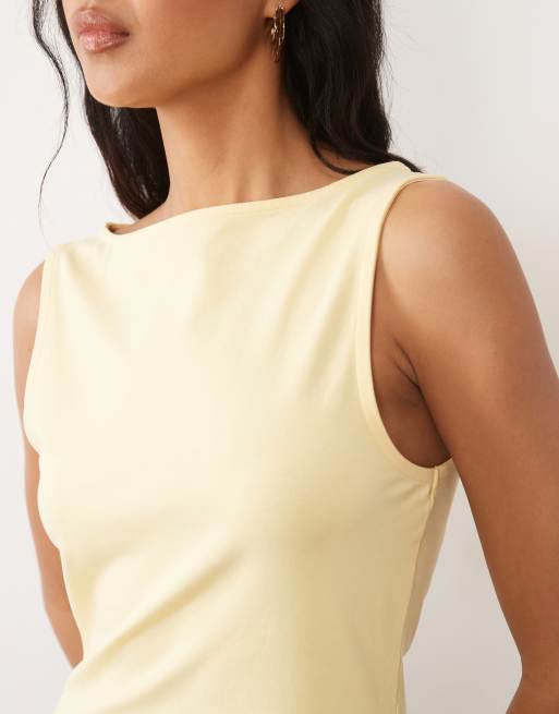 ASOS DESIGN - Katoenen tanktop met asymmetrische zoom in geel, 3 van 4