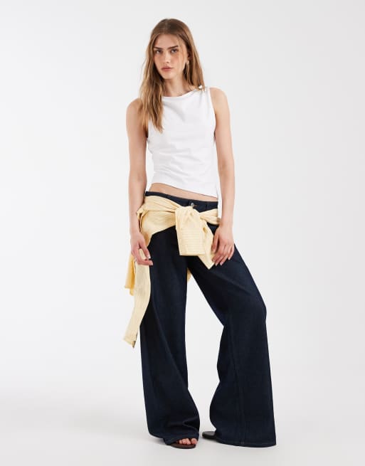ASOS DESIGN - Katoenen tanktop met asymmetrische zoom in wit, 2 van 4