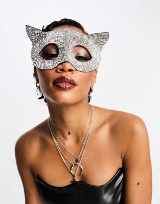 Kattmask glitter lila