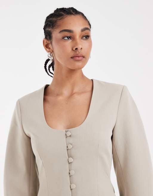 ASOS DESIGN – Kavaj med djup halsringning och markerad midja, 4 av 4