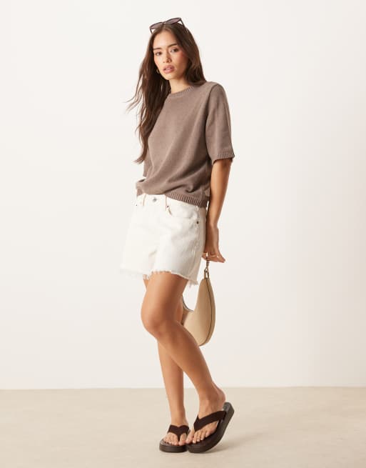 ASOS DESIGN – Kawowy pudełkowy T-shirt dzianinowy, 2 z 4