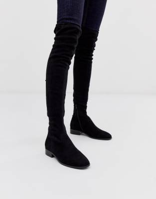 flat black knee length boots