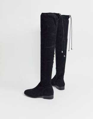 black thigh high boots flat