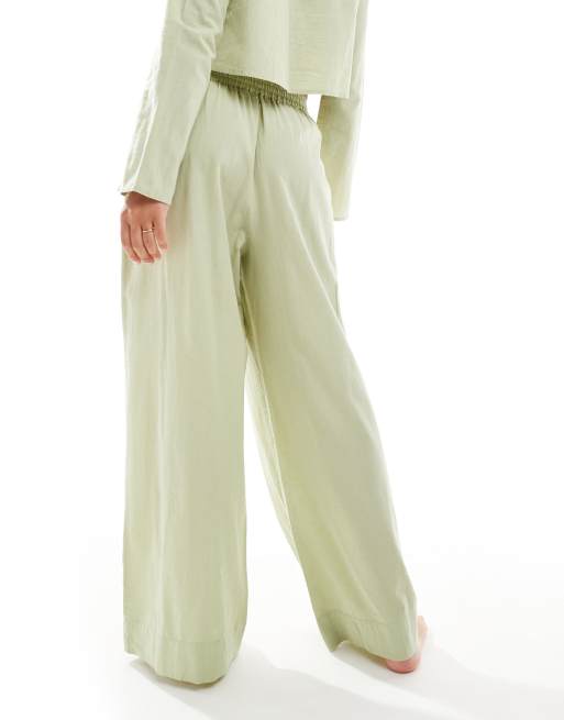 ASOS DESIGN Kayla Mix and Match beach wide leg pants in khaki, 4 of 5