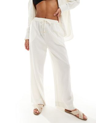 Asos Design Kayla Mix And Match Beach Wide Leg Pants In White