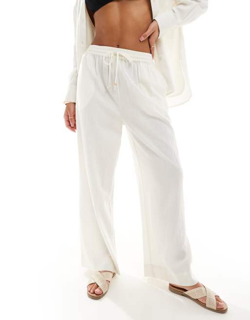 ASOS DESIGN Kayla mix and match beach wide leg pants in white