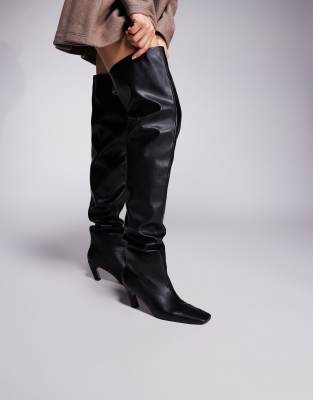  Kayla slouch chisel toe over the knee boots in  black