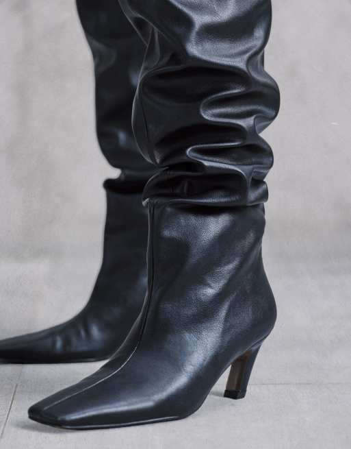ASOS DESIGN - Kayla - Stivali cuissard morbidi neri con punta sagomata, 3 di 4