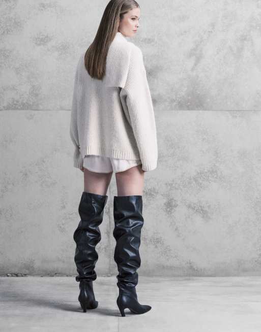 ASOS DESIGN - Kayla - Stivali cuissard morbidi neri con punta sagomata, 4 di 4