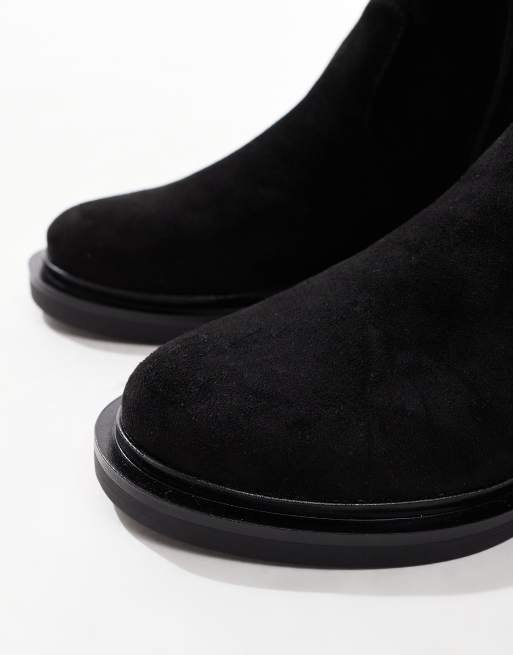 ASOS DESIGN Kaylee smart flat over-the-knee boots in black, 3 of 4