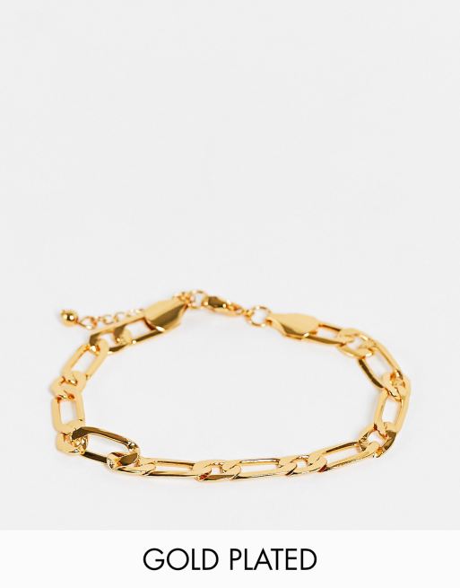 ASOS DESIGN –Kedjearmband med figarolänkar i 14K guldplätering