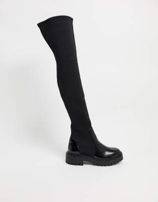 black flat chunky boots