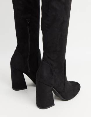 asos black thigh high boots