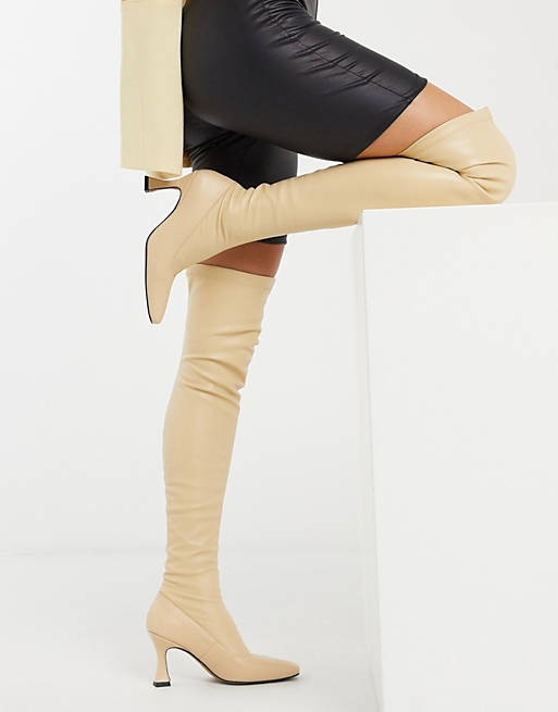 ASOS DESIGN Keisha premium stretch over the knee boots with interest heel