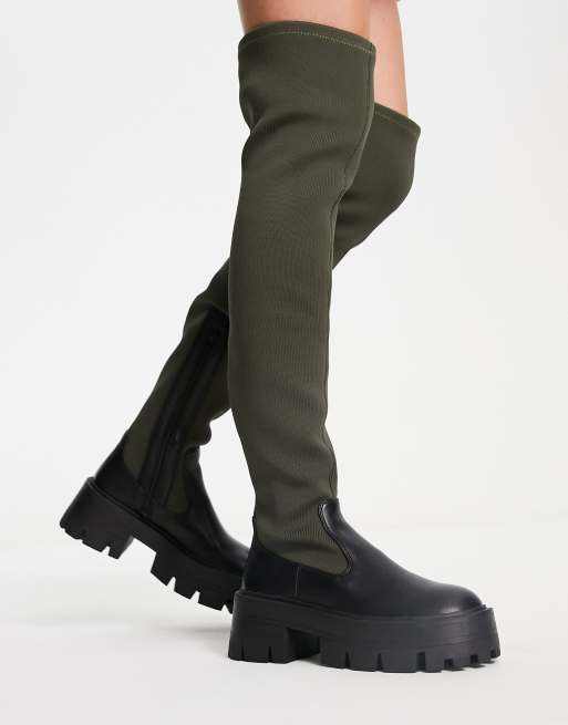 Flat stretch over 2024 the knee boots