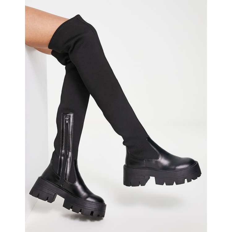 Asos design kelby flat elastic thigh high outlet boots