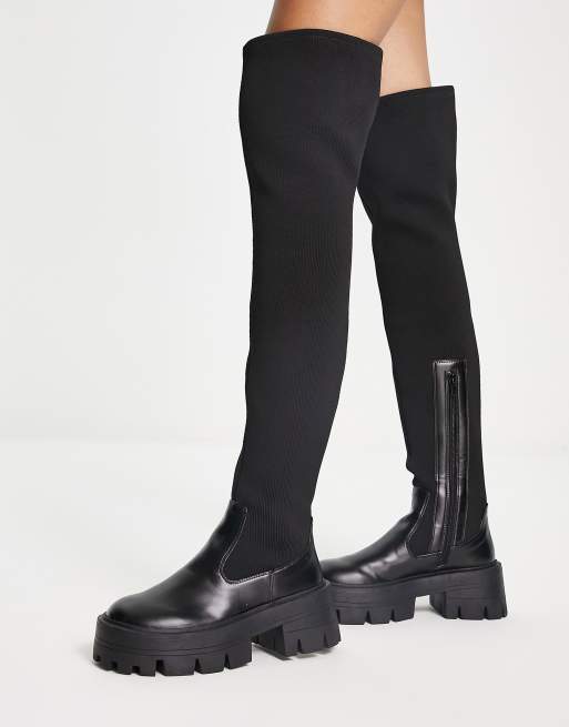 ASOS DESIGN Alliance chunky zip front boots in off-white