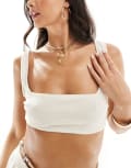 [ASOS DESIGN] ASOS DESIGN Kelly towelling beach crop top in cream (part of a set)-White L Cream