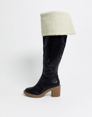 shearling over the knee boots