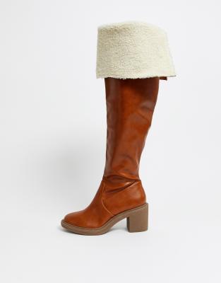 shearling over the knee boots