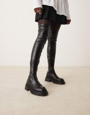 Asos Design Kendra Chunky Over The Knee Boots In Black