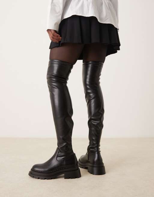 ASOS DESIGN Kendra chunky over the knee boots in black