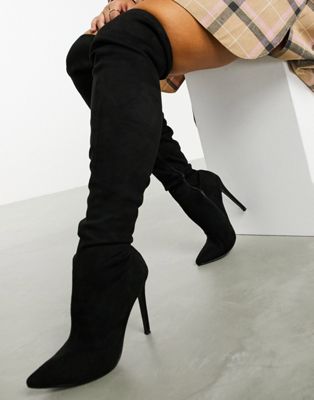 thigh high zip up boots