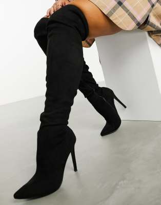 all black thigh high boots