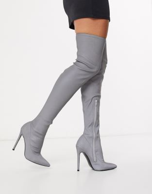 reflective thigh high boots