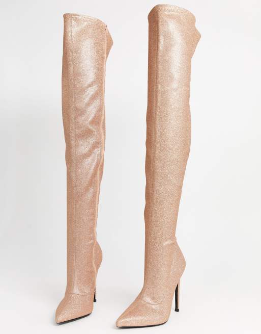 Rose gold 2025 thigh boots