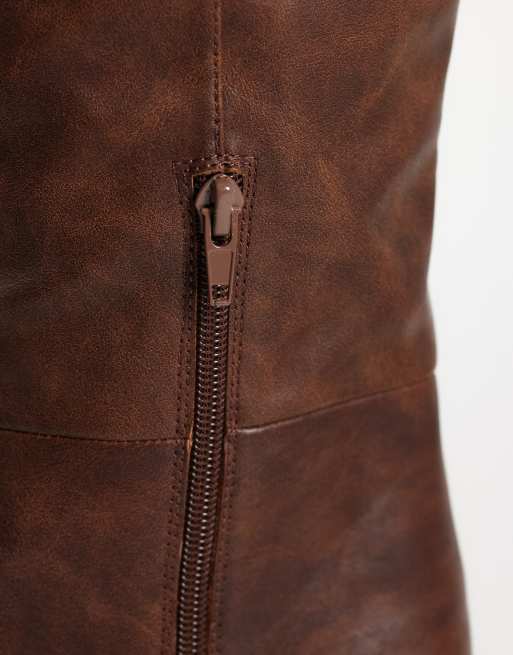 ASOS DESIGN Kennedy stiletto over the knee boots in brown burnished, 4 of 5