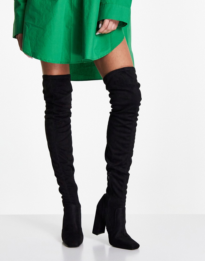ASOS DESIGN Kenni block-heeled over the knee boots in black
