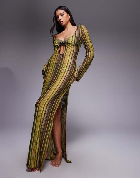 ASOS DESIGN Kenny crochet beach maxi dress in brown - view 1