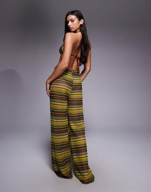 ASOS DESIGN Kenny crochet beach trouser in brown, 3 of 5