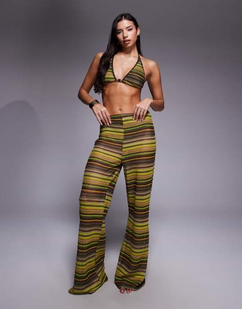 ASOS DESIGN – Kenny – Strandhose aus Häkelstoff in Braun - view 1