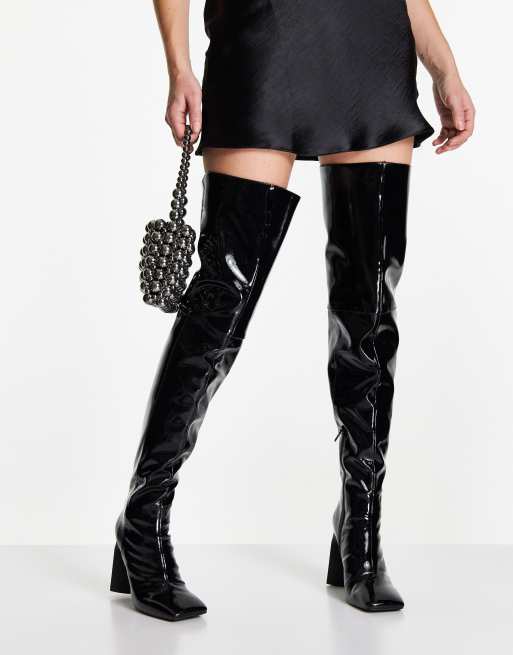 Black patent boots outlet asos