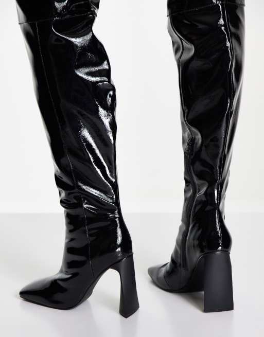 Square toe knee high 2024 boots